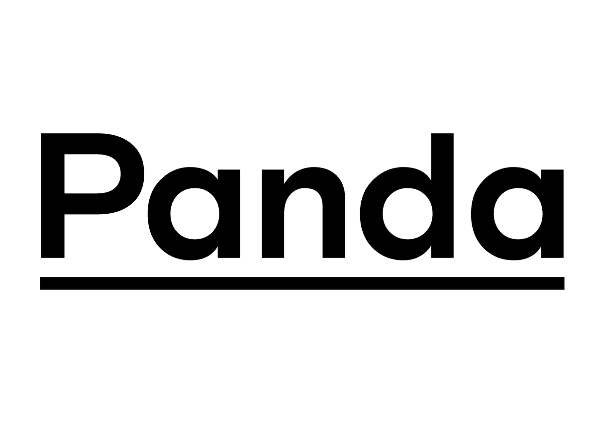 The original Panda wordmark - Panda set in Basis Grotesque Black with a single horizontal rule beneath.