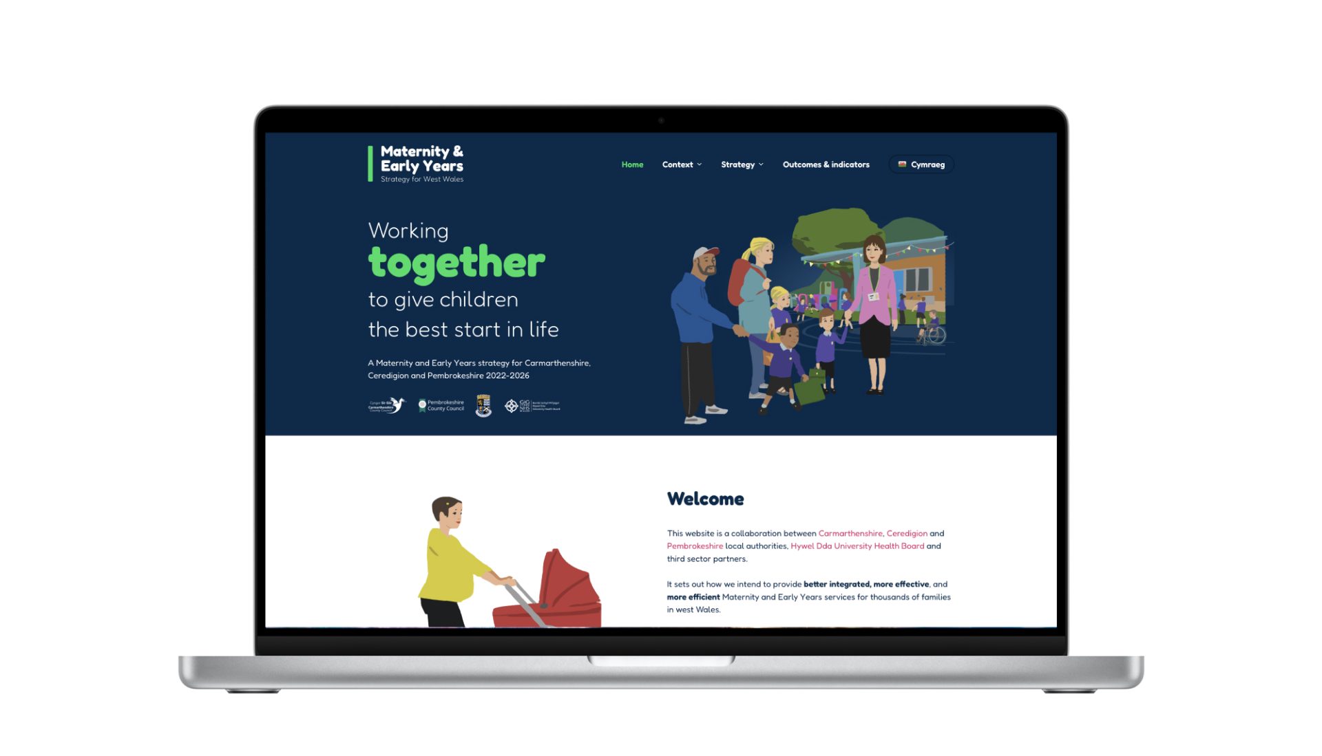 The Maternity and Early Years strategy website shown on a laptop.